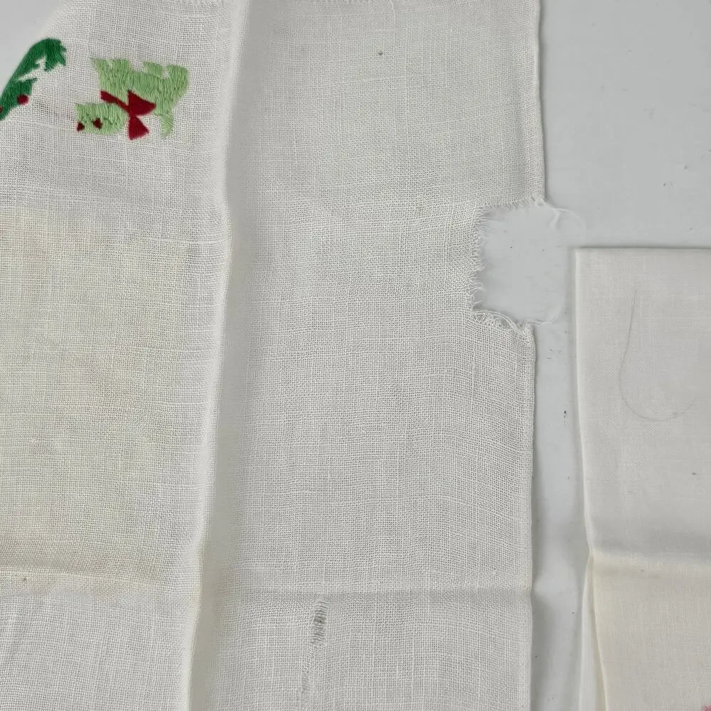 Lot 3 vintage embroidered linen hand towels scotty dog floral